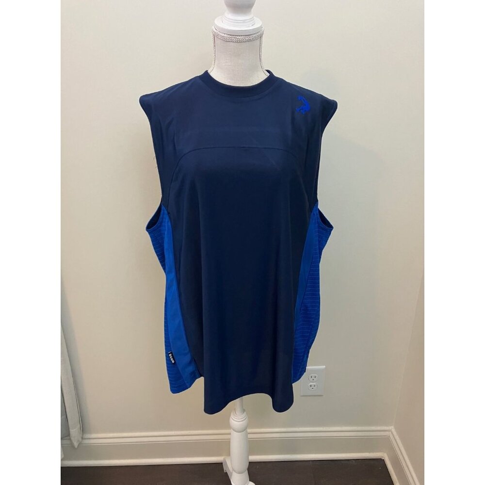 Men's Blue Sleeveless Basketball Jersey Dunking Logo Size Large